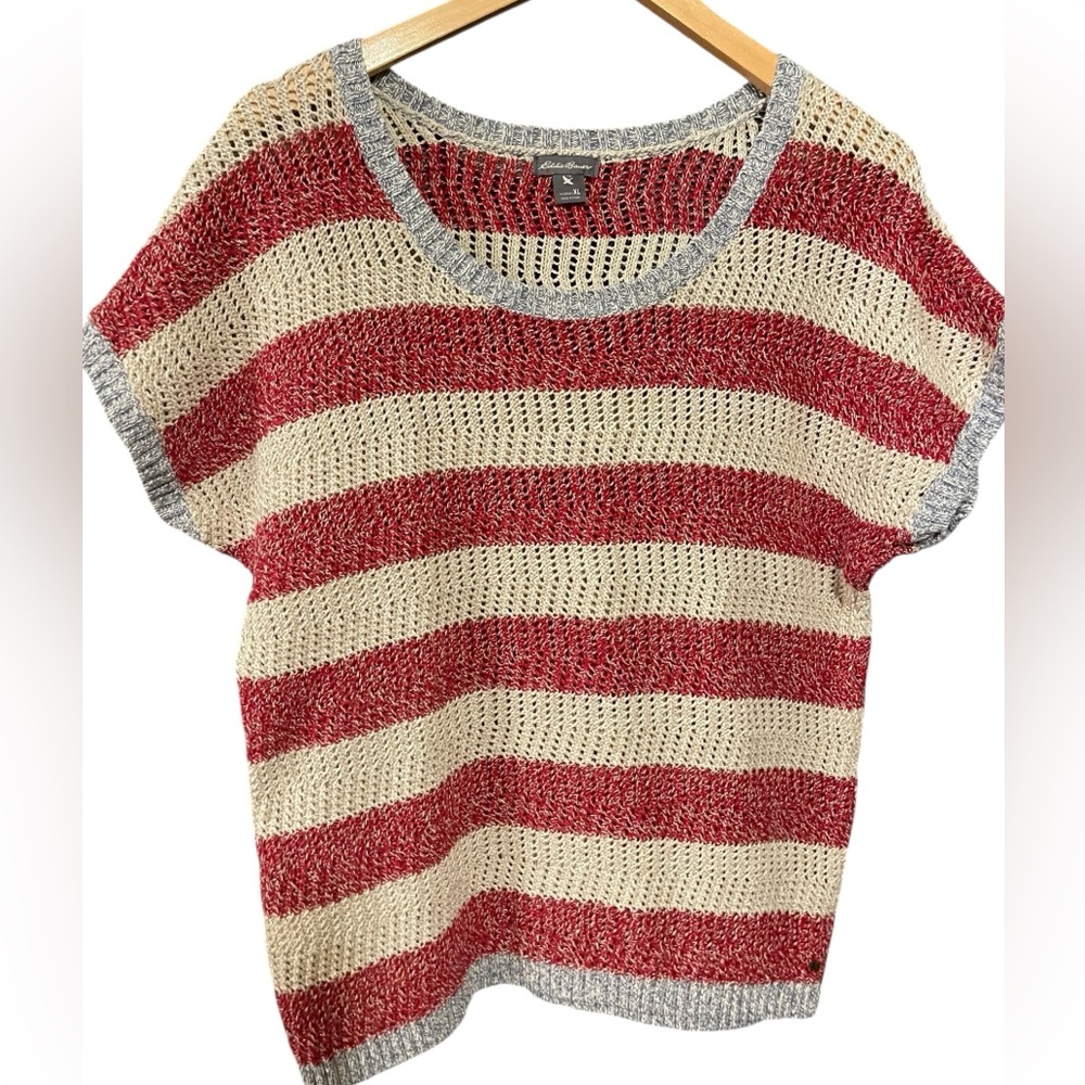 Eddie Bauer Red+White Knit Top NWOT - Picture 2 of 3